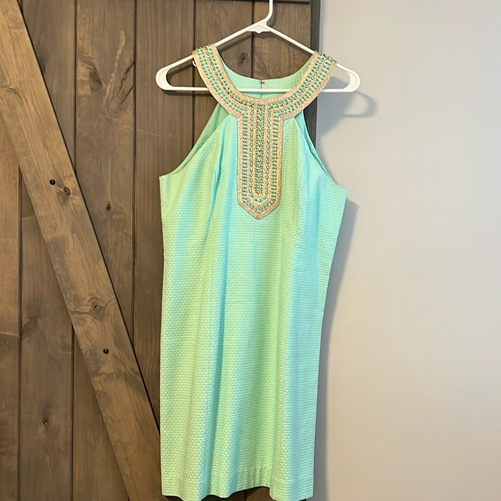 Lilly Pulitzer Aqua Adelina Shift Dress Size 10